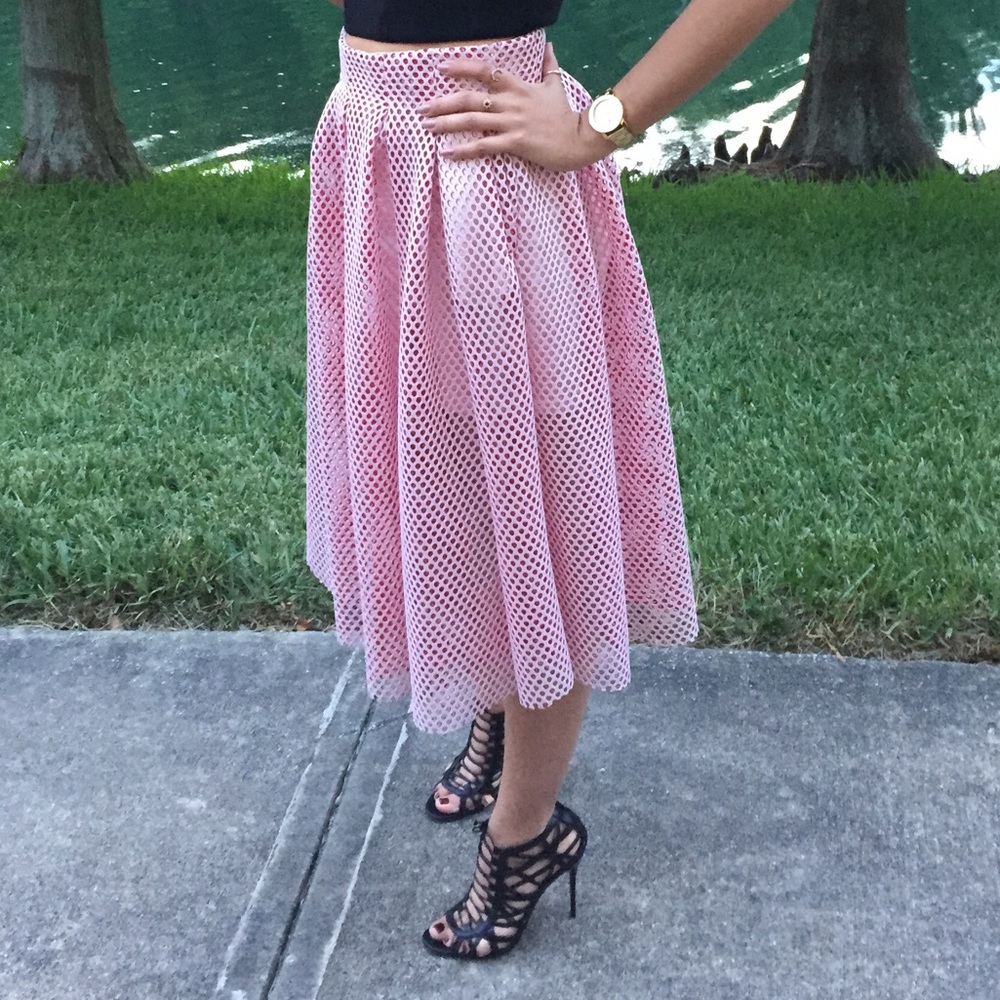 MAJE Skirt Pink Openwork Puffball Size 1 Small
